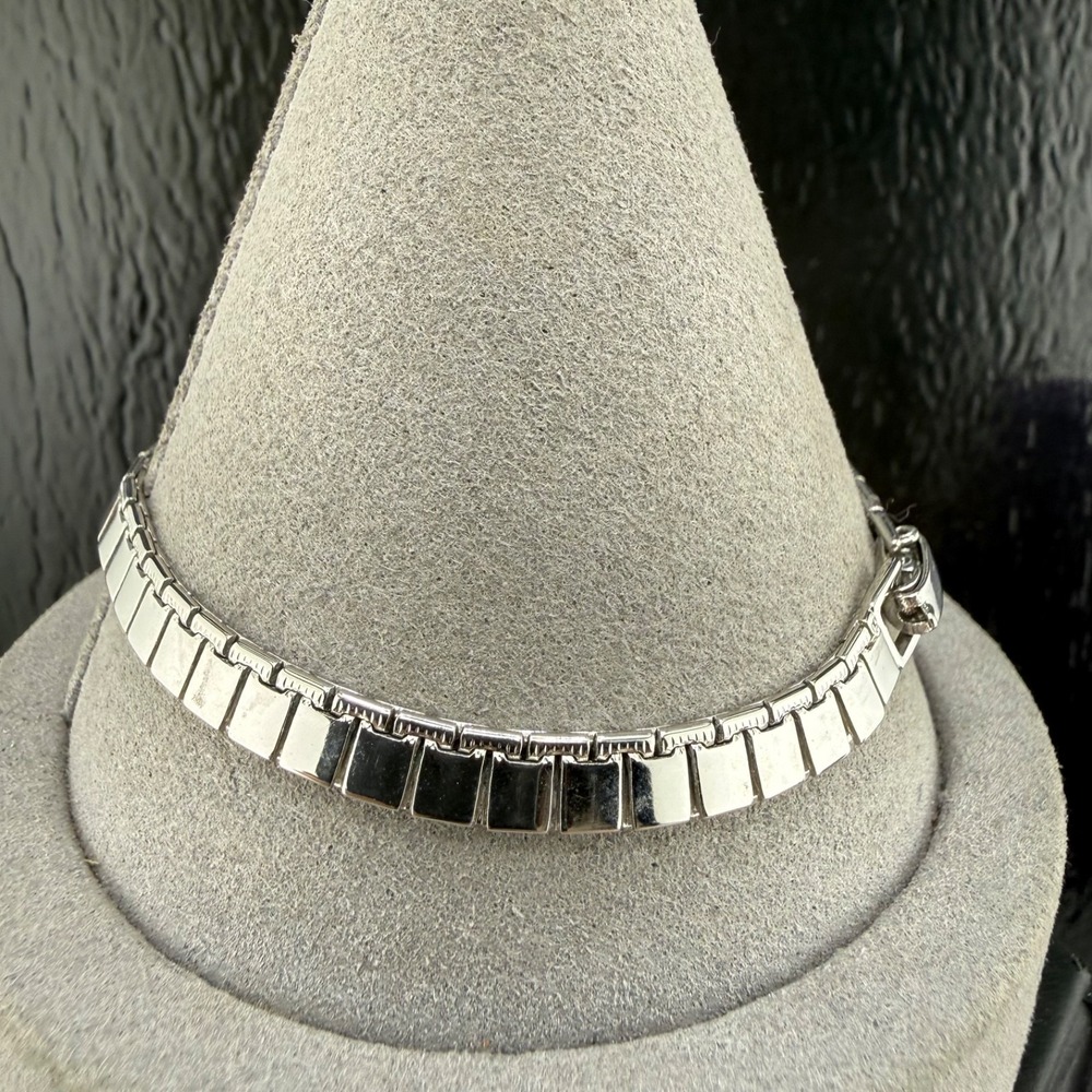 Vintage Monet Bracelet Mirror Link Silver Tone 7.5”